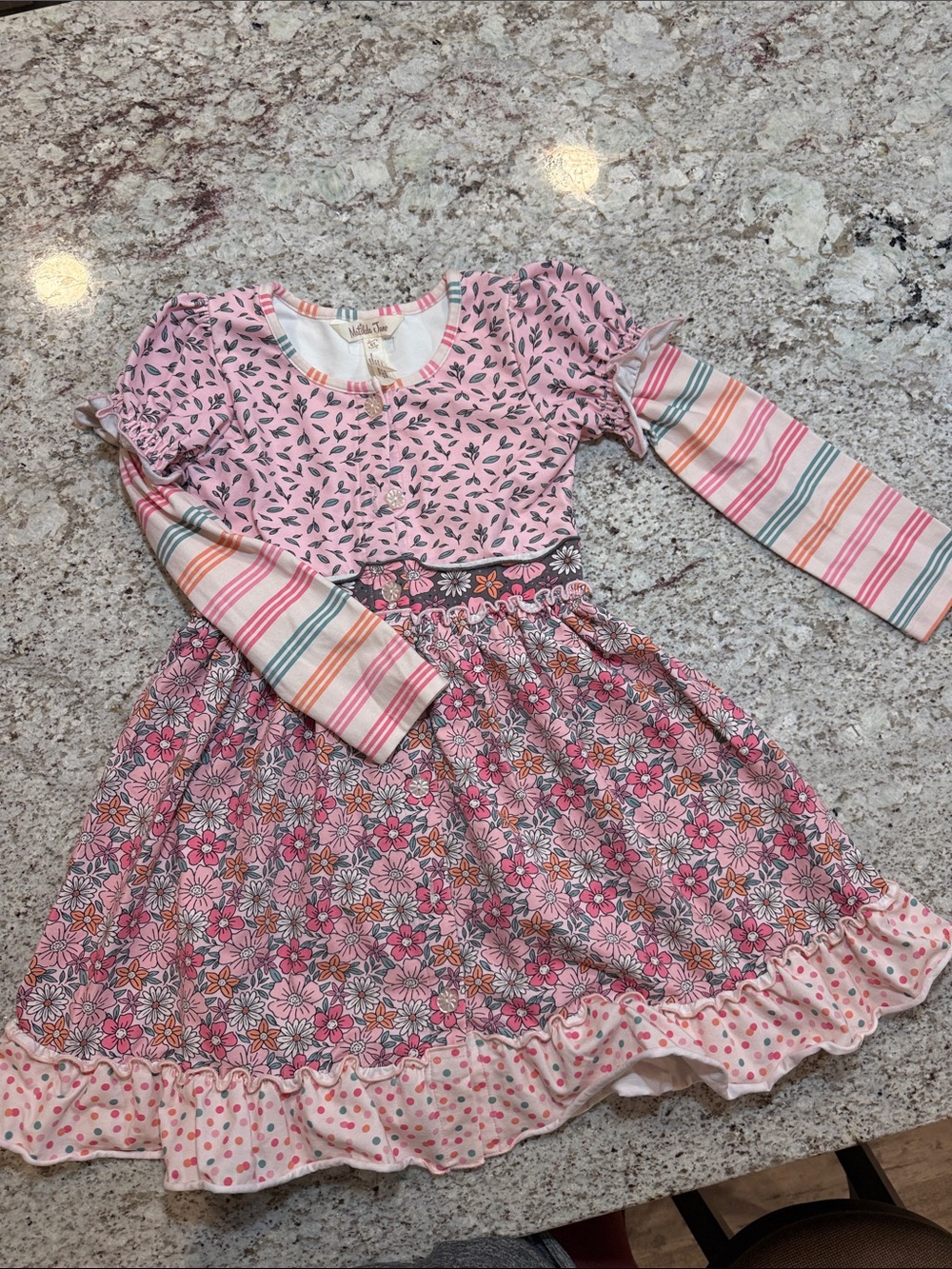 Matilda Jane Pink Floral Layered-Look Long Sleeve Dress